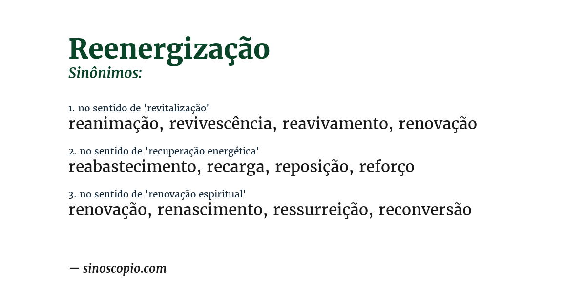 Sinônimo de reenergização