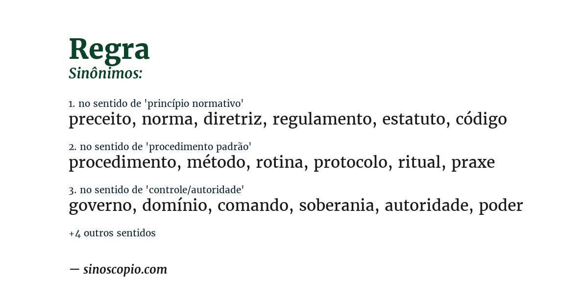 Sinônimo de regra
