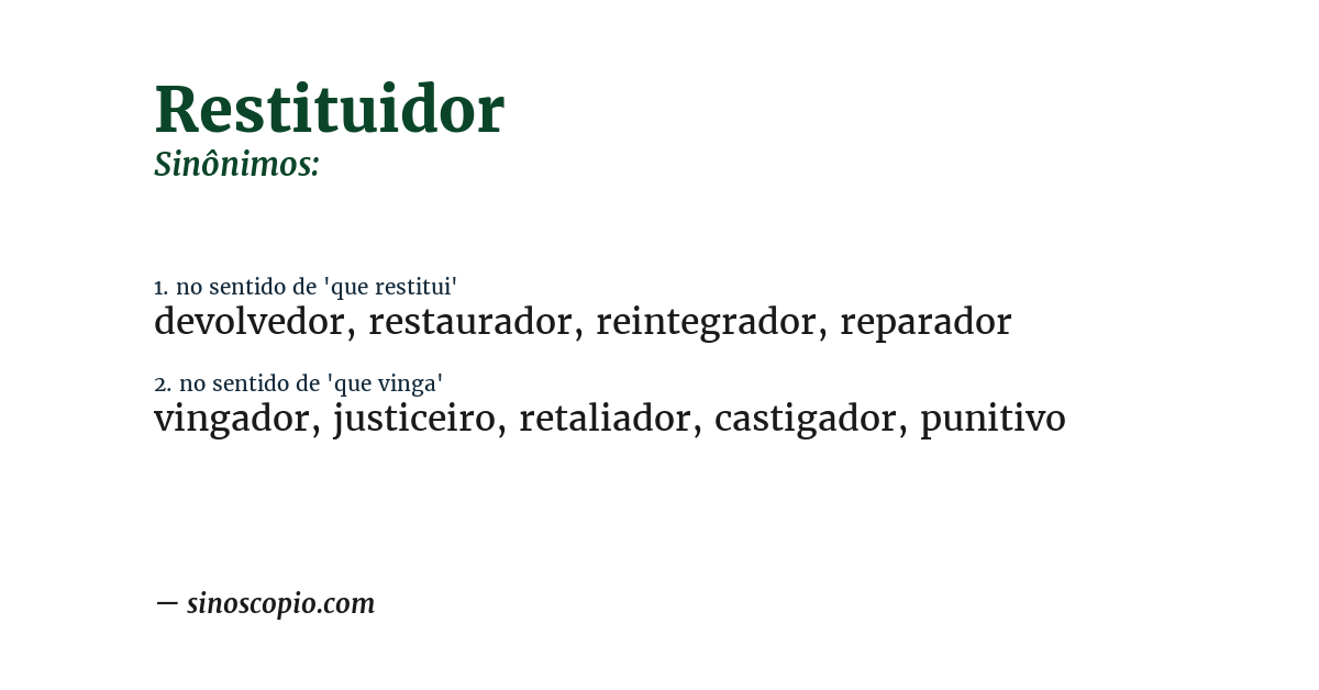 Sinônimo de restituidor