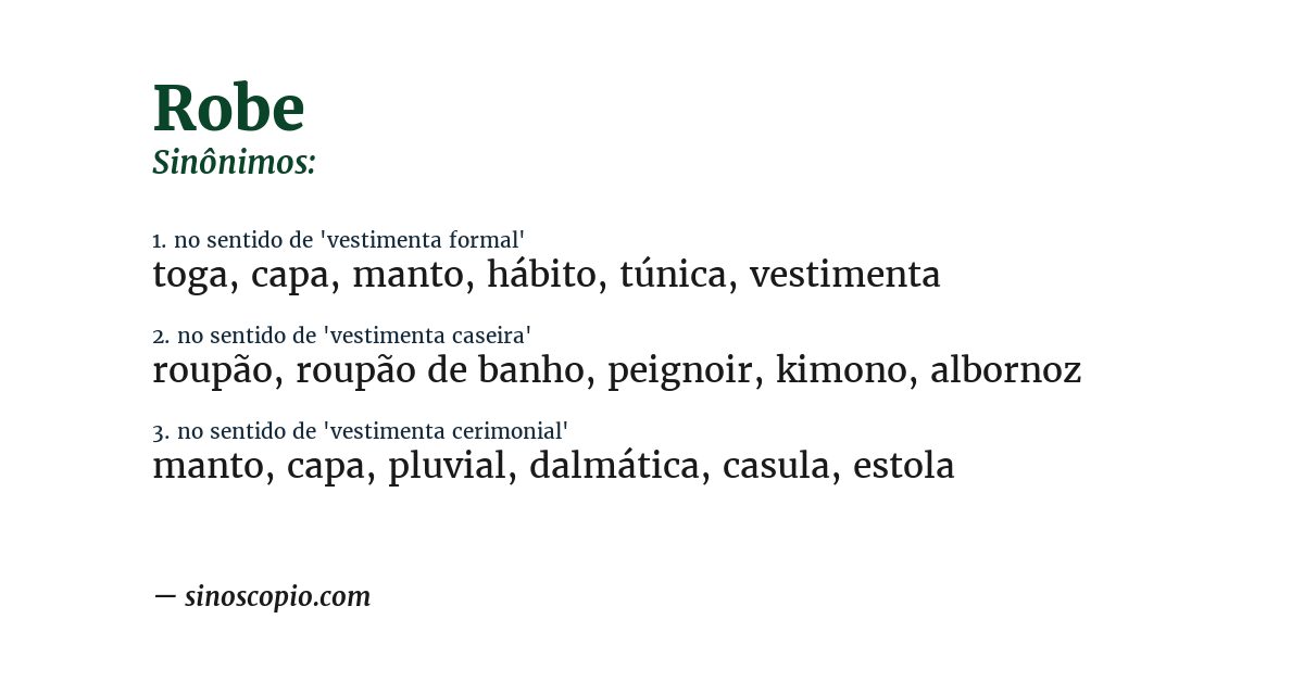 Sinônimo de robe
