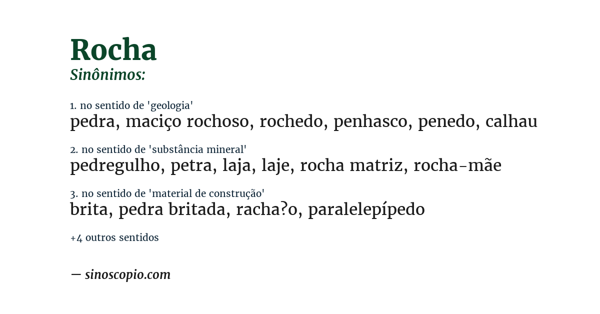 Sinônimo de rocha