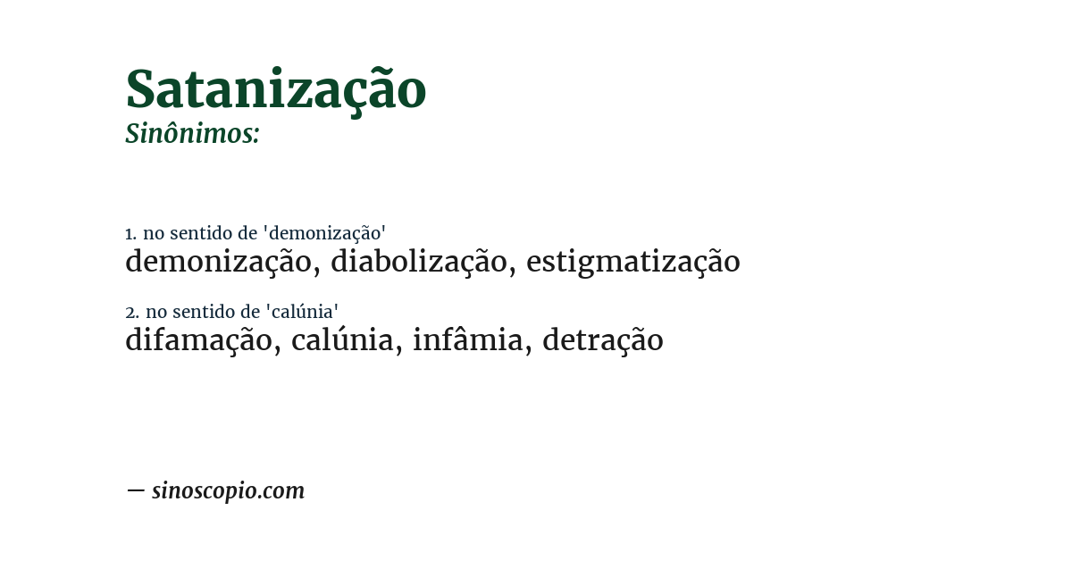 Sinônimo de satanização
