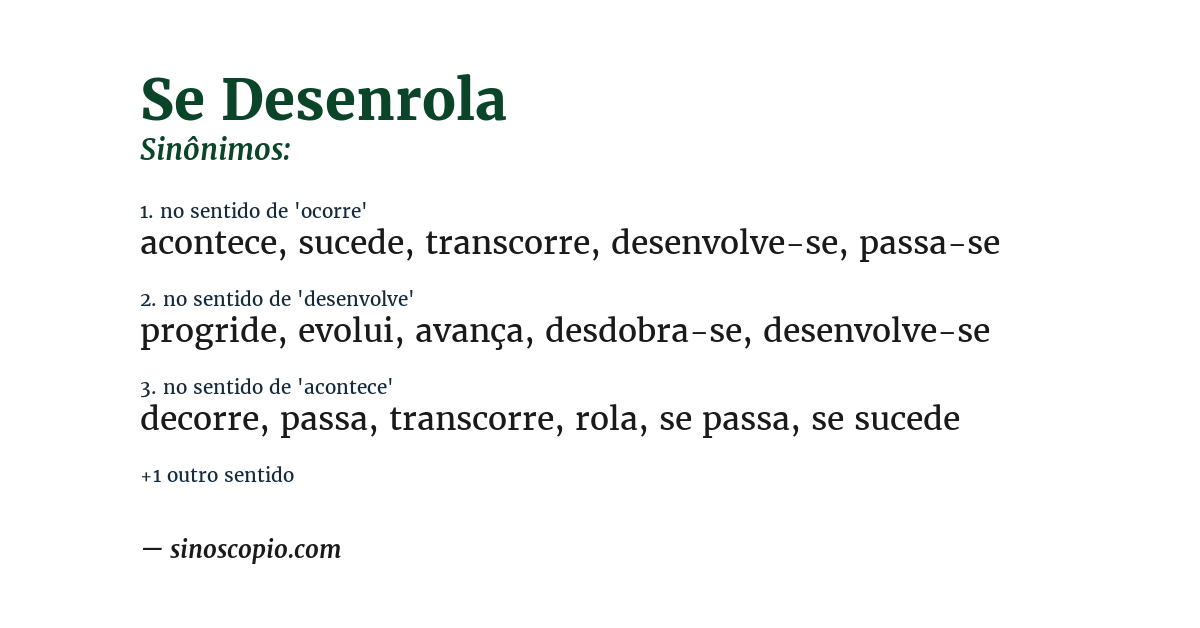 Sinônimo de se desenrola