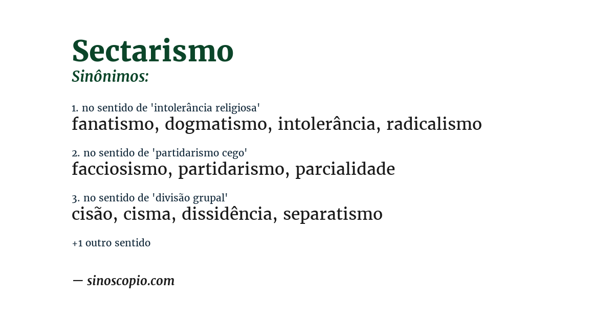 Sinônimo de sectarismo