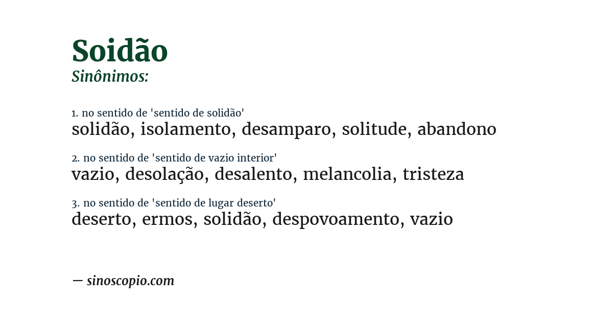 Sinônimo de soidão