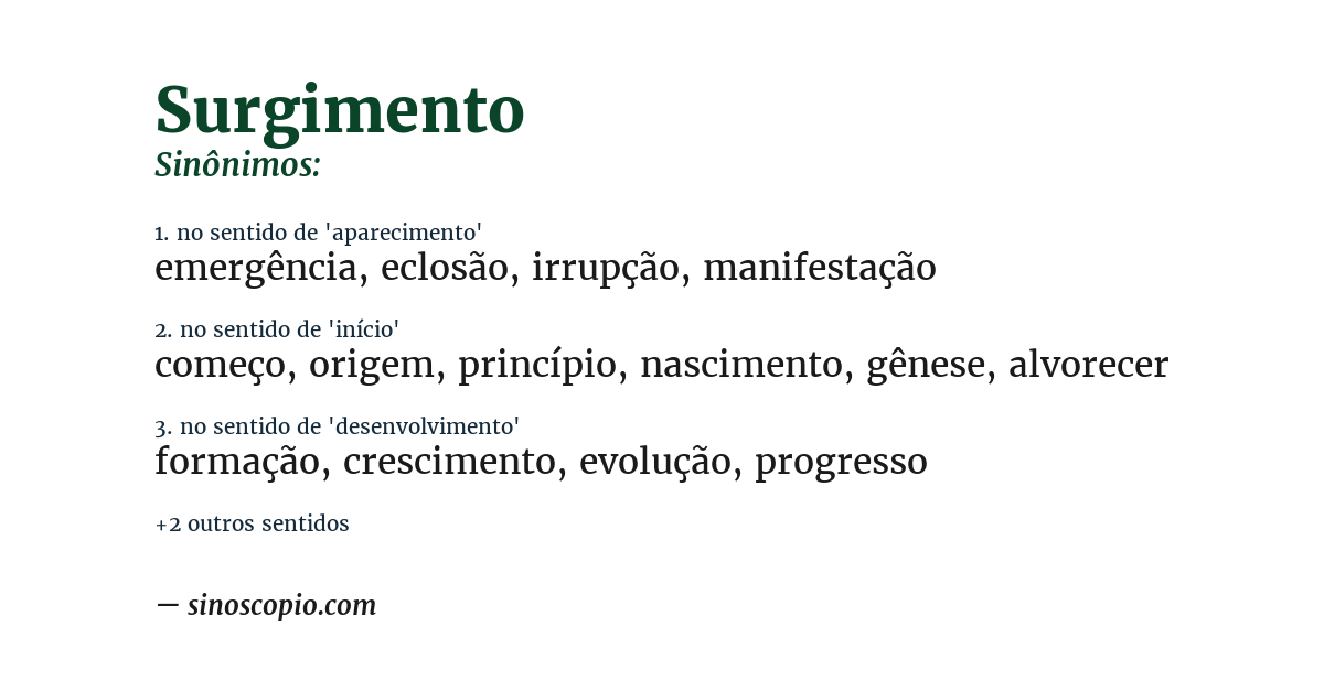 Sinônimo de surgimento