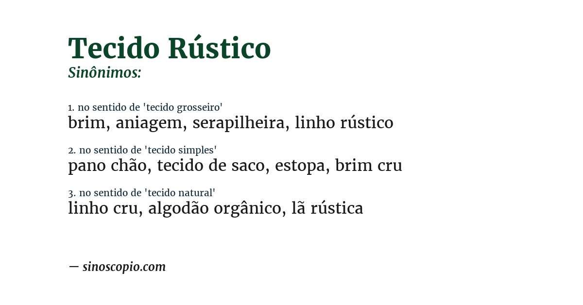 Sinônimo de tecido rústico