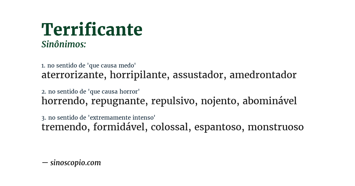 Sinônimo de terrificante