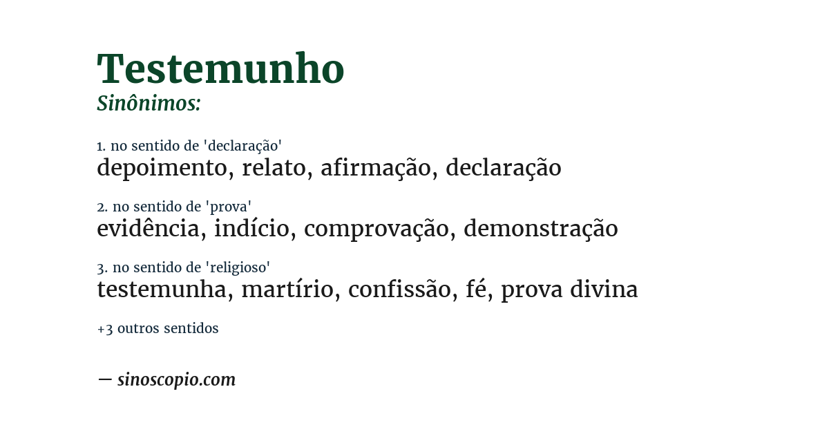 Sinônimo de testemunho