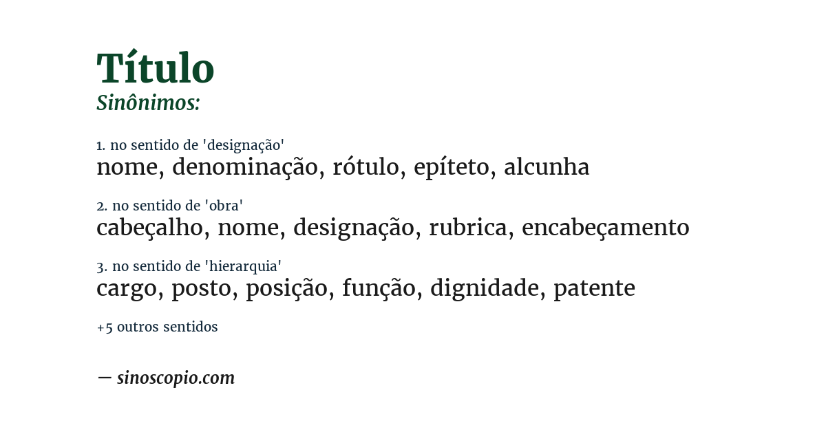Sinônimo de título