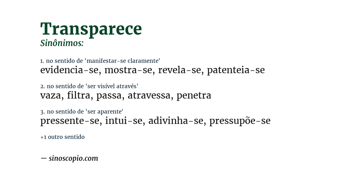 Sinônimo de transparece