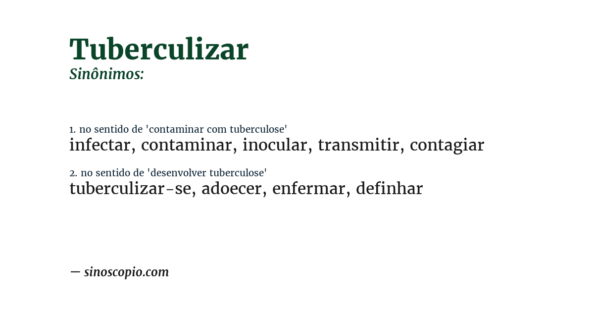 Sinônimo de tuberculizar