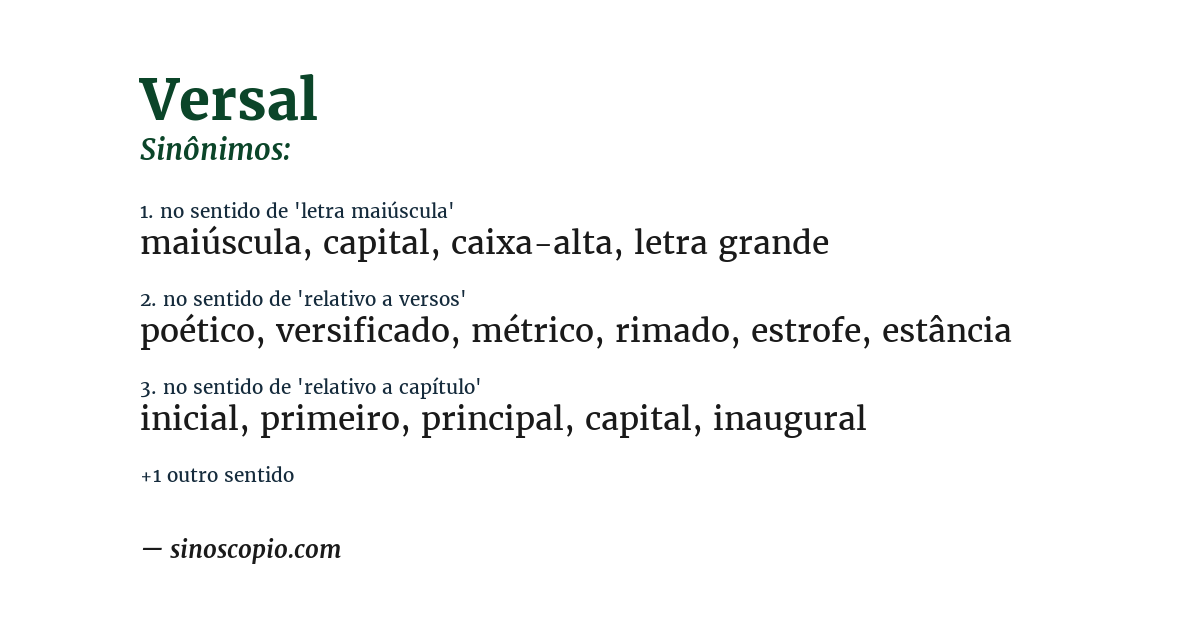 Sinônimo de versal