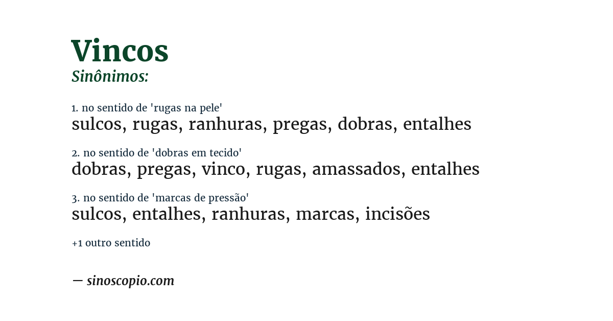 Sinônimo de vincos