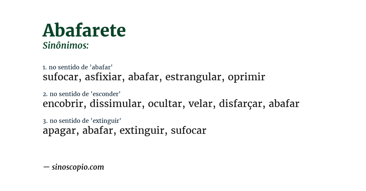 Sinônimo de abafarete