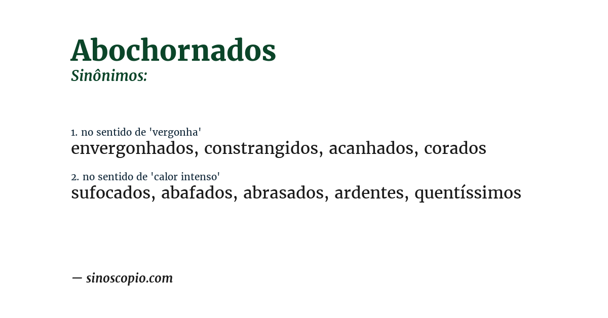 Sinônimo de abochornados