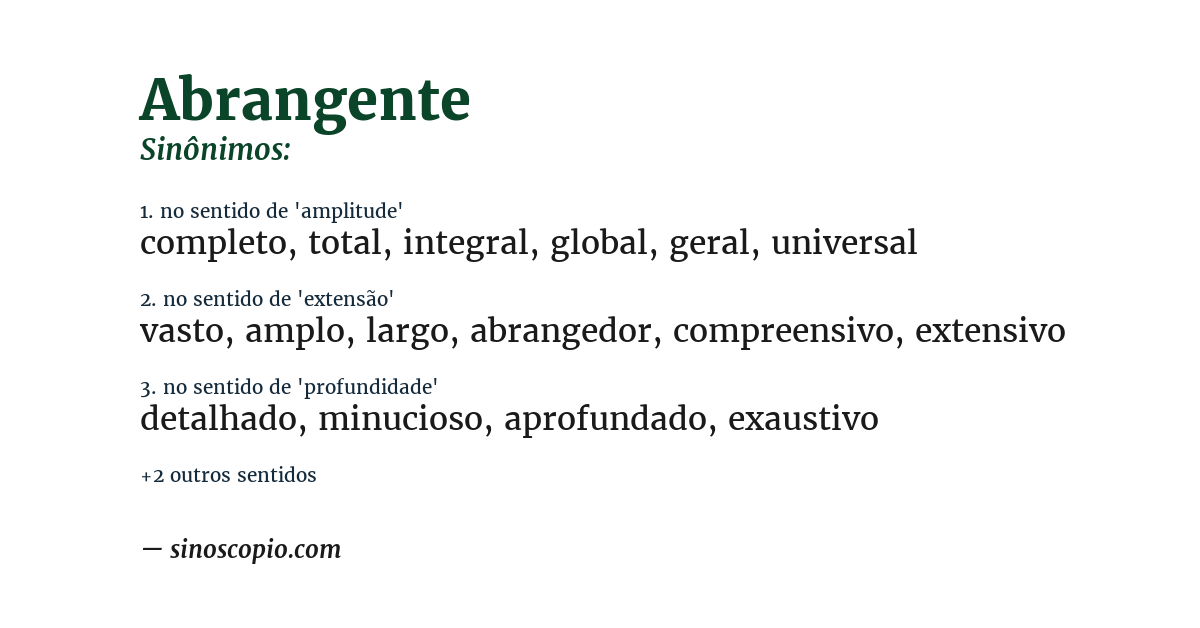 Sinônimo de abrangente