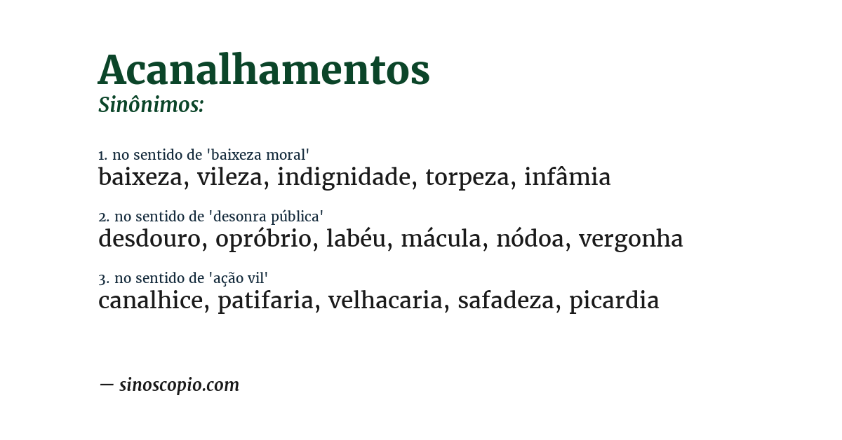 Sinônimo de acanalhamentos
