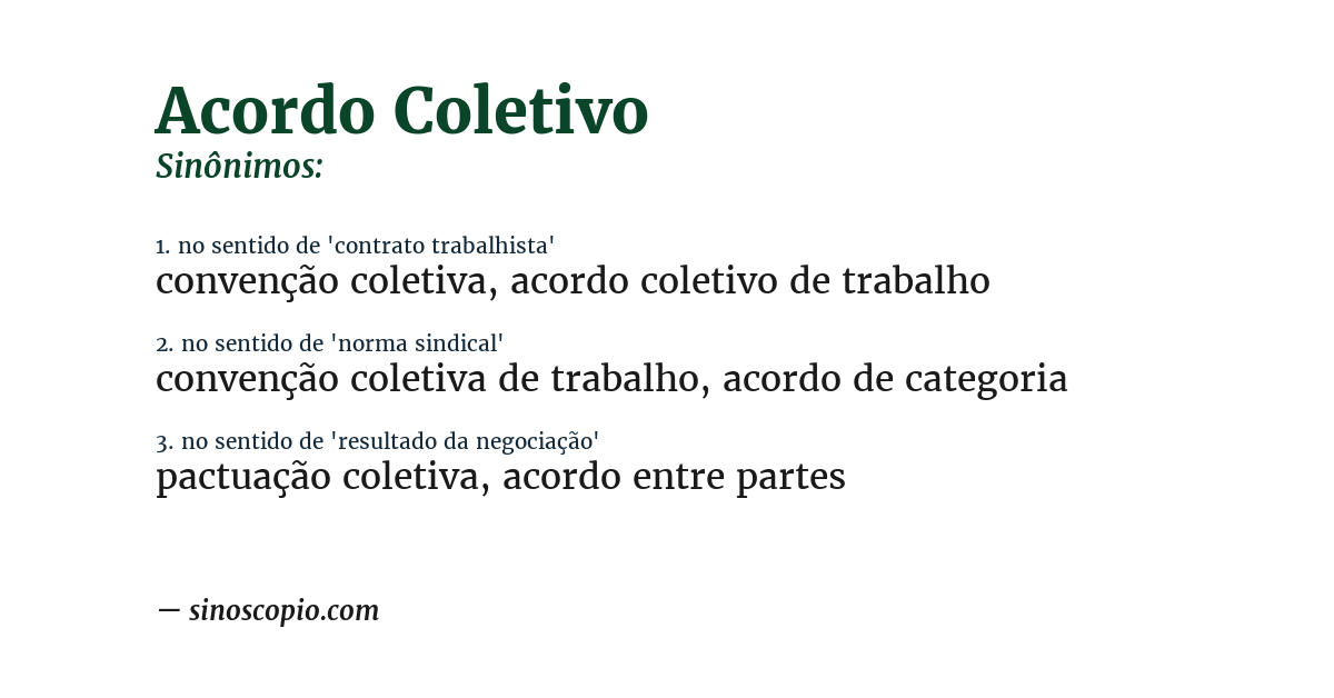 Sinônimo de acordo coletivo