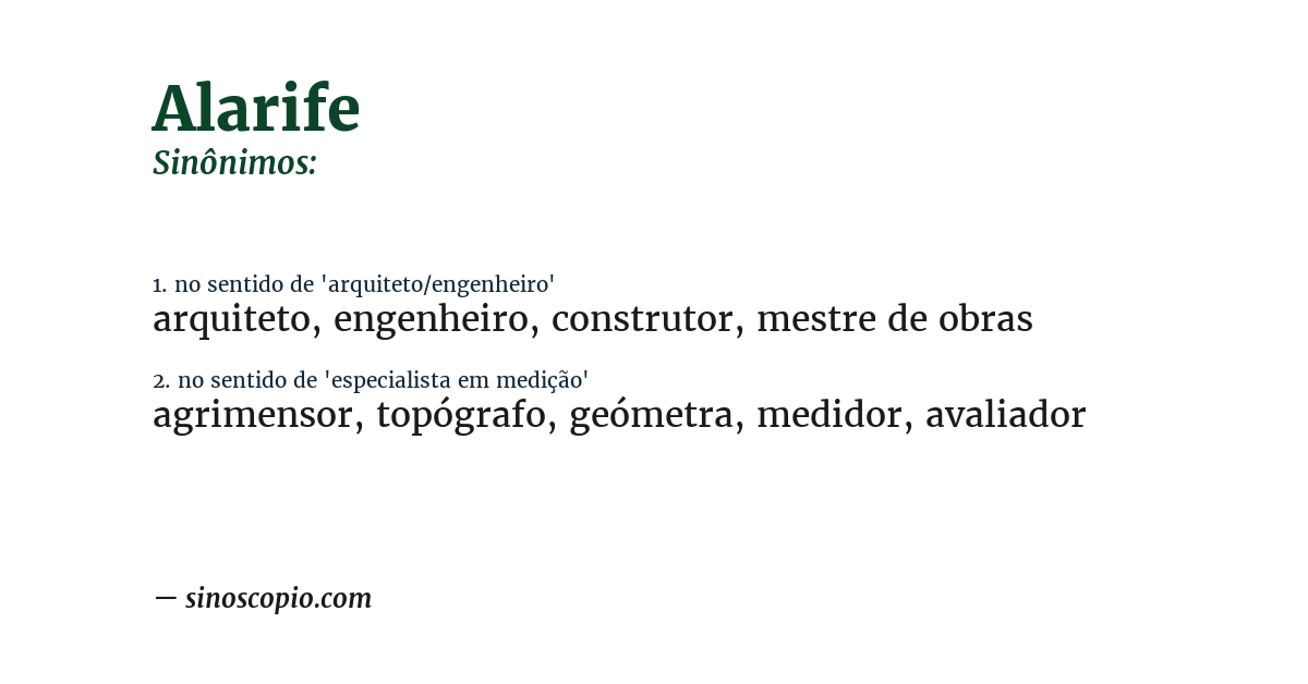 Sinônimo de alarife