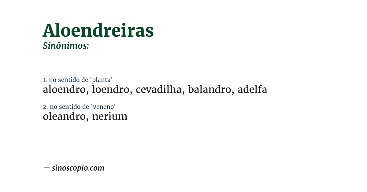 Sinônimo de aloendreiras