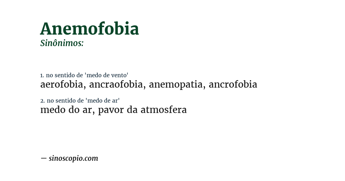 Sinônimo de anemofobia
