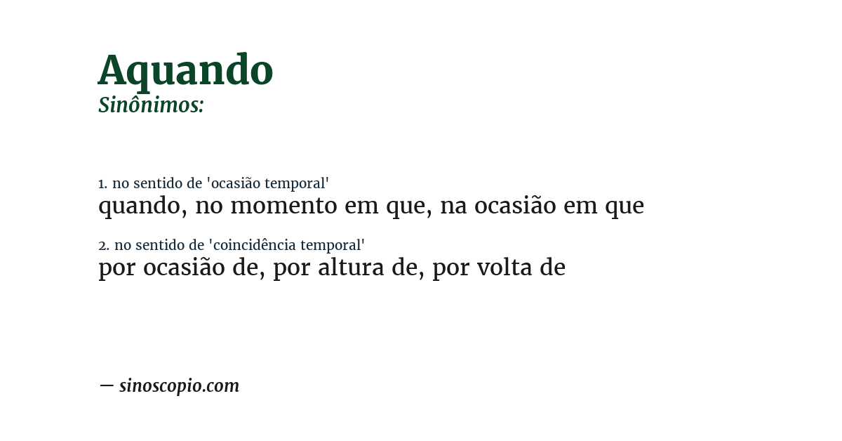 Sinônimo de aquando
