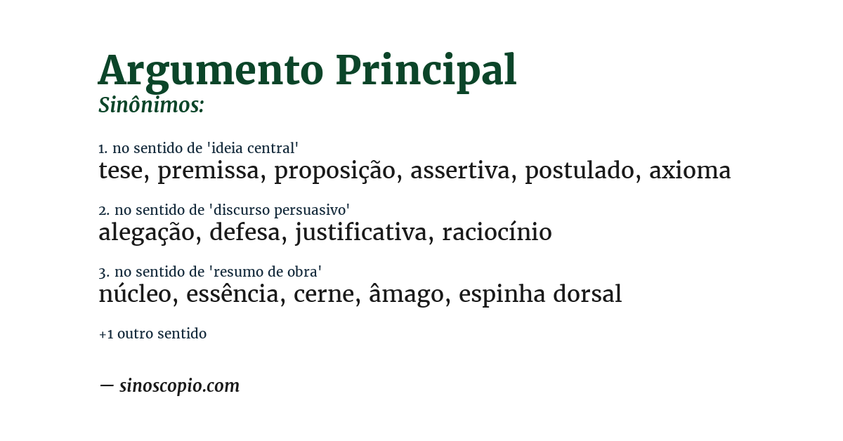 Sinônimo de argumento principal