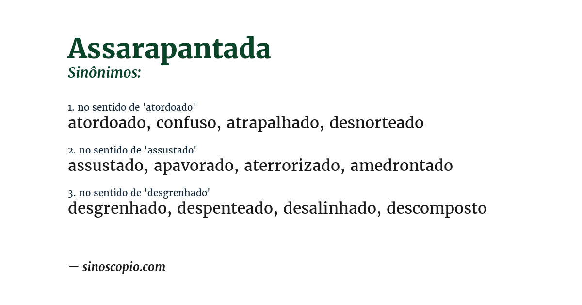 Sinônimo de assarapantada