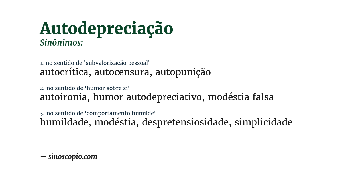 Sinônimo de autodepreciação