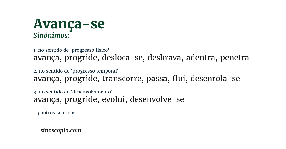 Sinônimo de avança-se