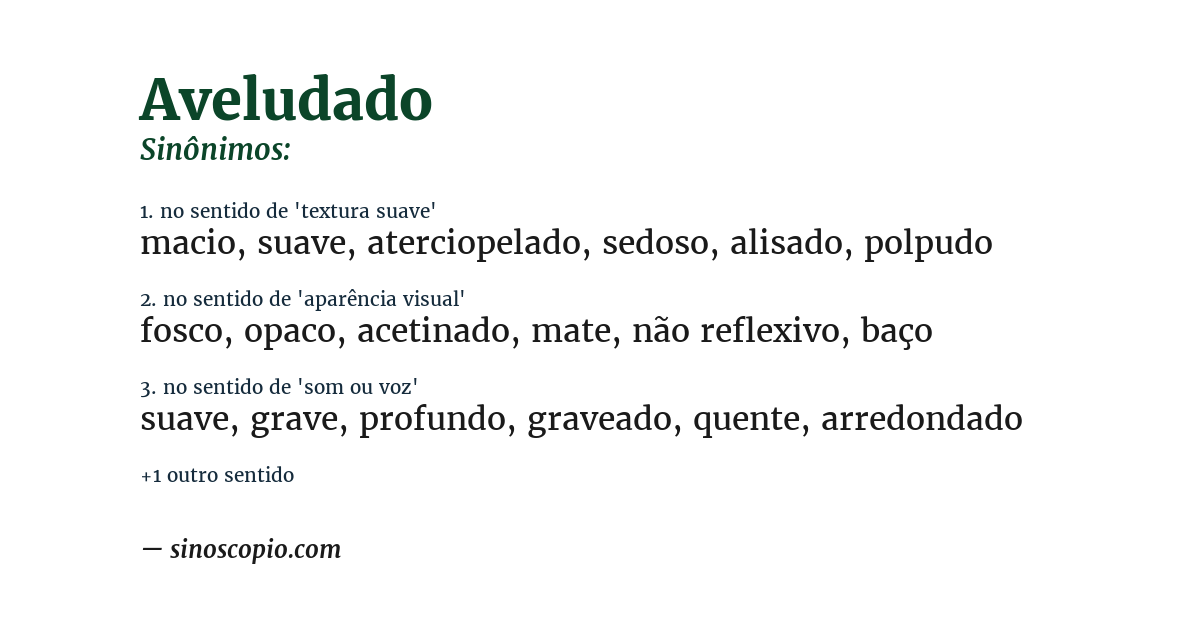 Sinônimo de aveludado