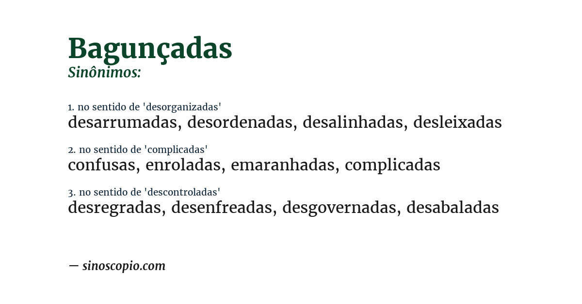 Sinônimo de bagunçadas