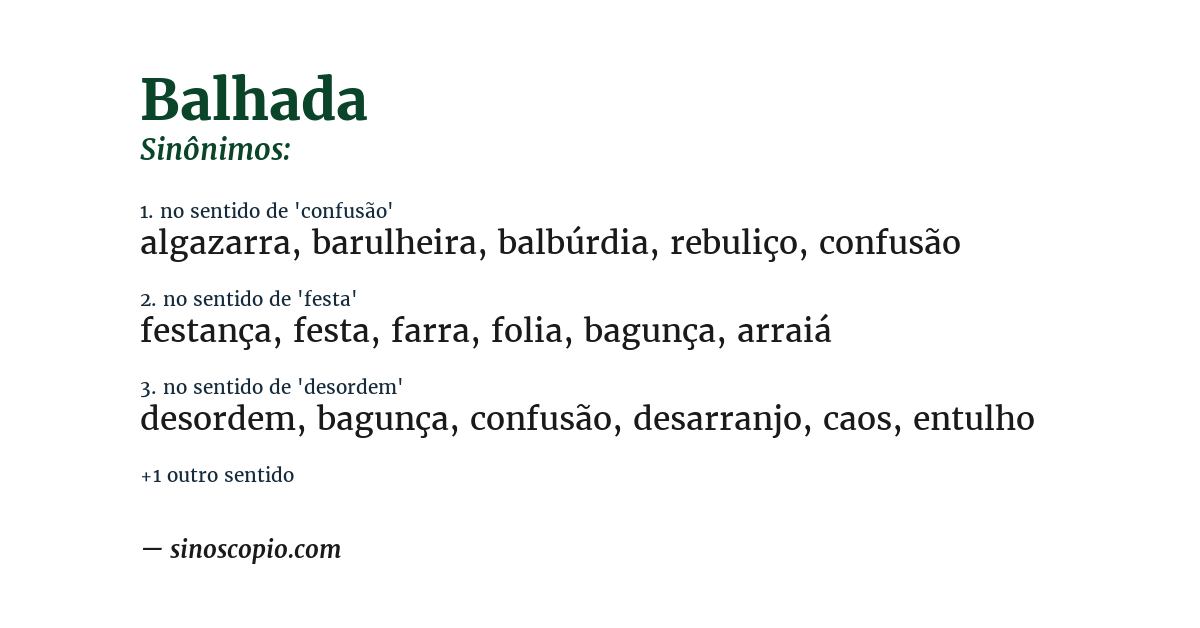 Sinônimo de balhada