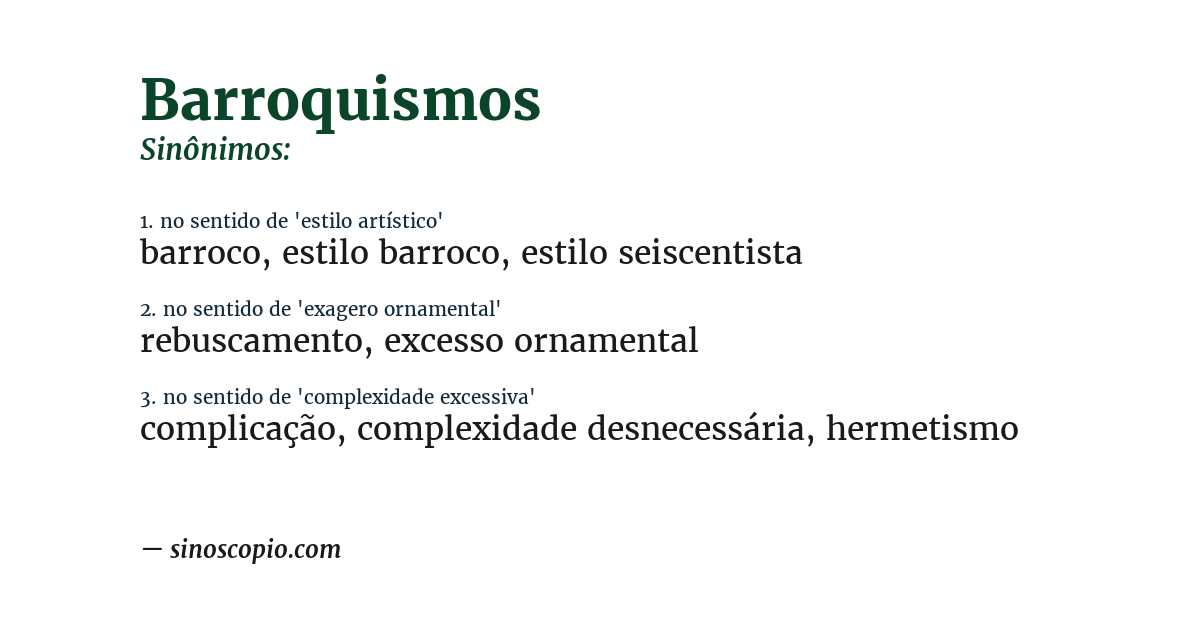 Sinônimo de barroquismos