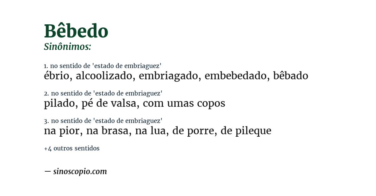 Sinônimo de bêbedo