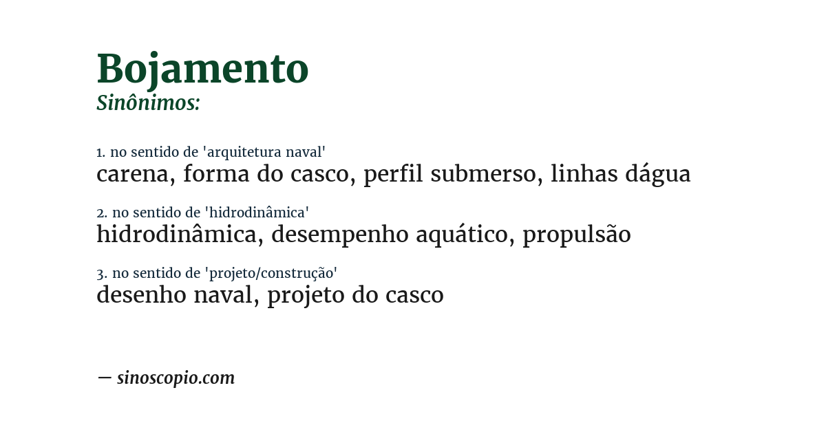 Sinônimo de bojamento
