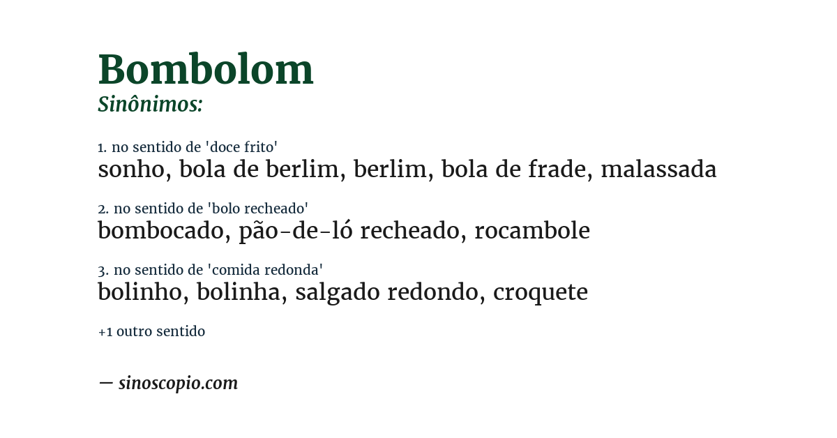 Sinônimo de bombolom
