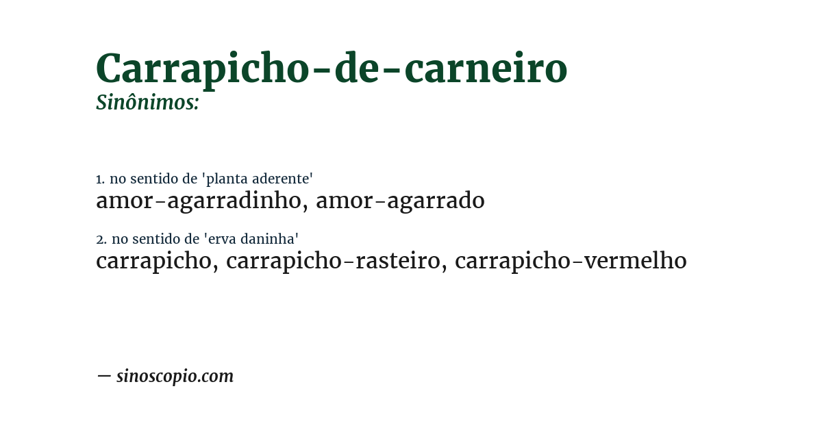 Sinônimo de carrapicho-de-carneiro