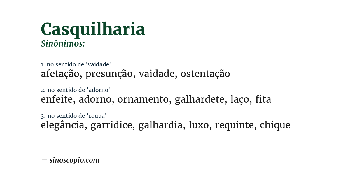 Sinônimo de casquilharia