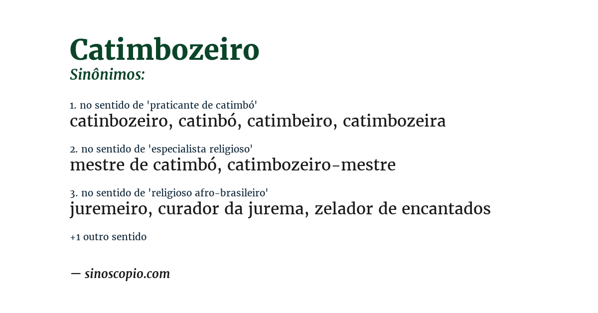 Sinônimo de catimbozeiro