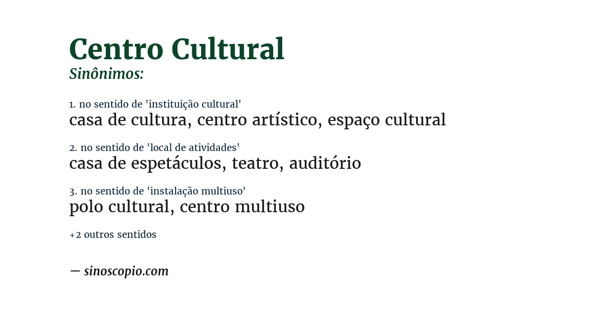 Sinônimo de centro cultural
