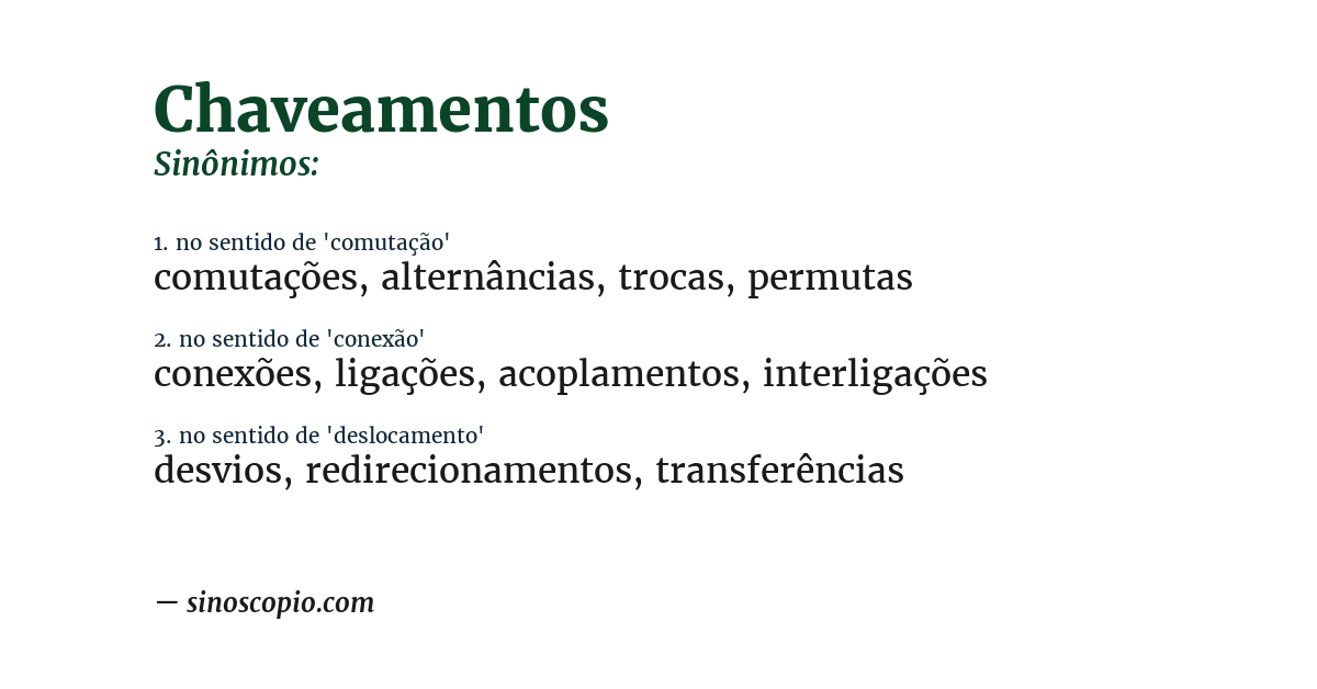 Sinônimo de chaveamentos