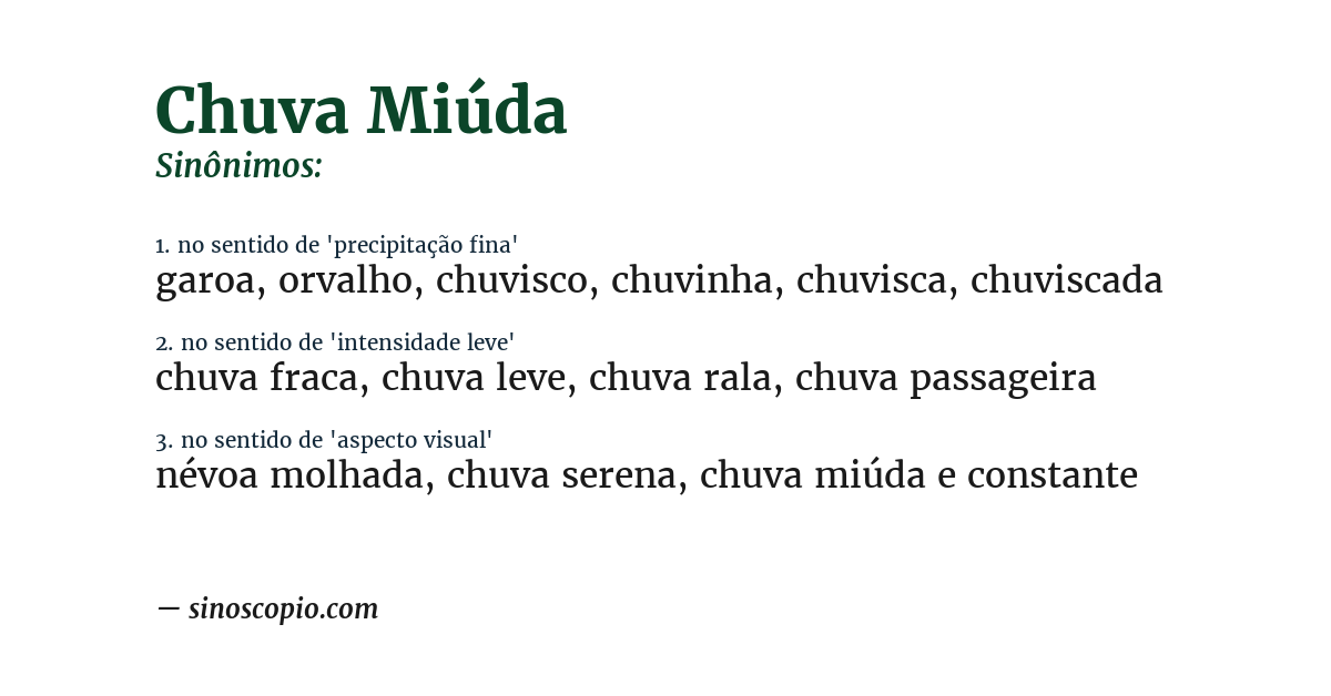 Sinônimo de chuva miúda