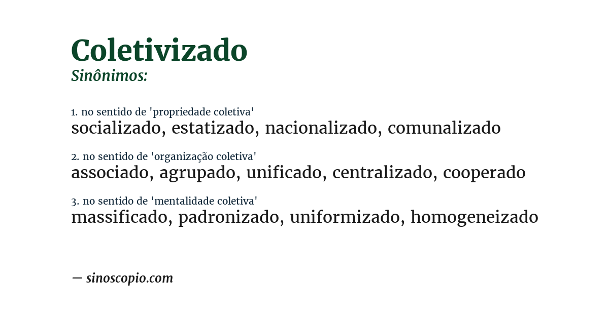 Sinônimo de coletivizado