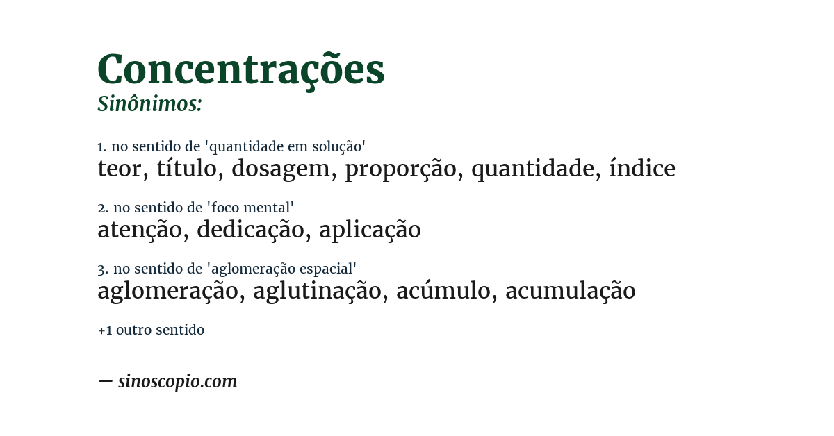 Sinônimo de concentrações