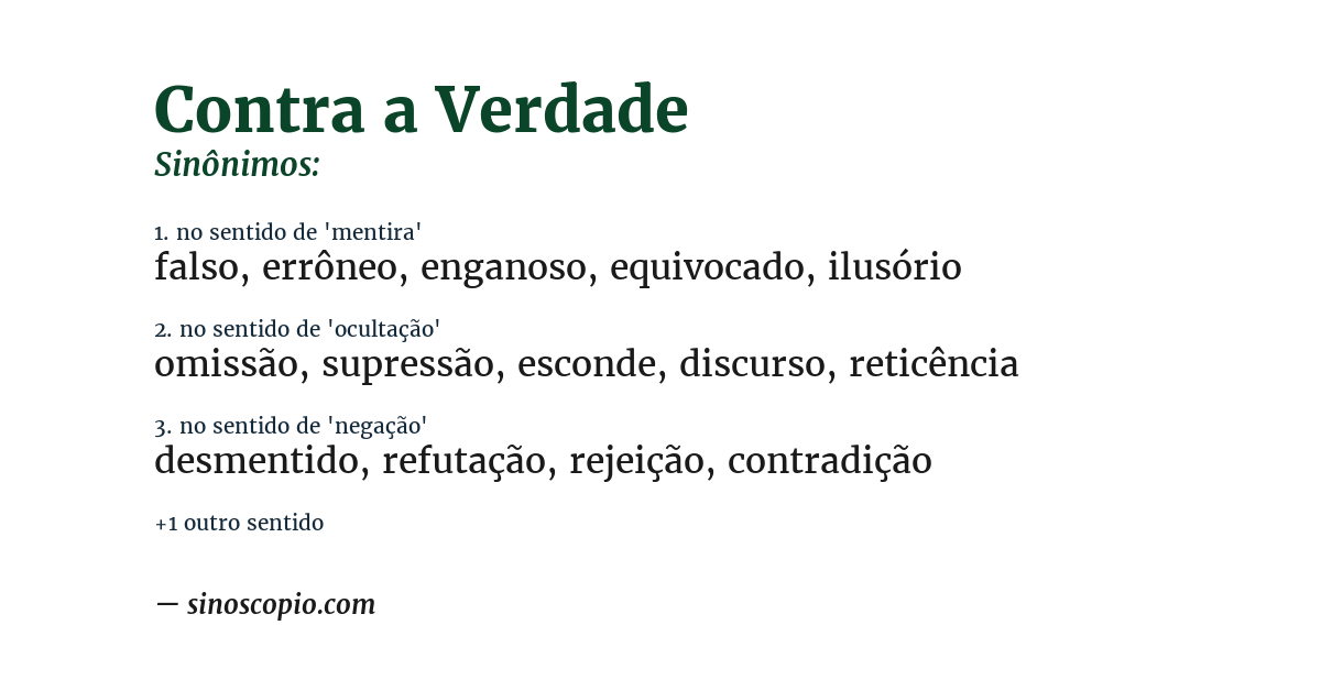 Sinônimo de contra a verdade