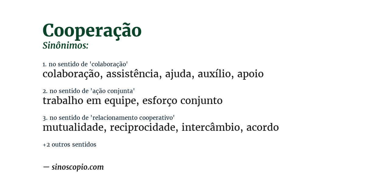 Sinônimo de cooperação