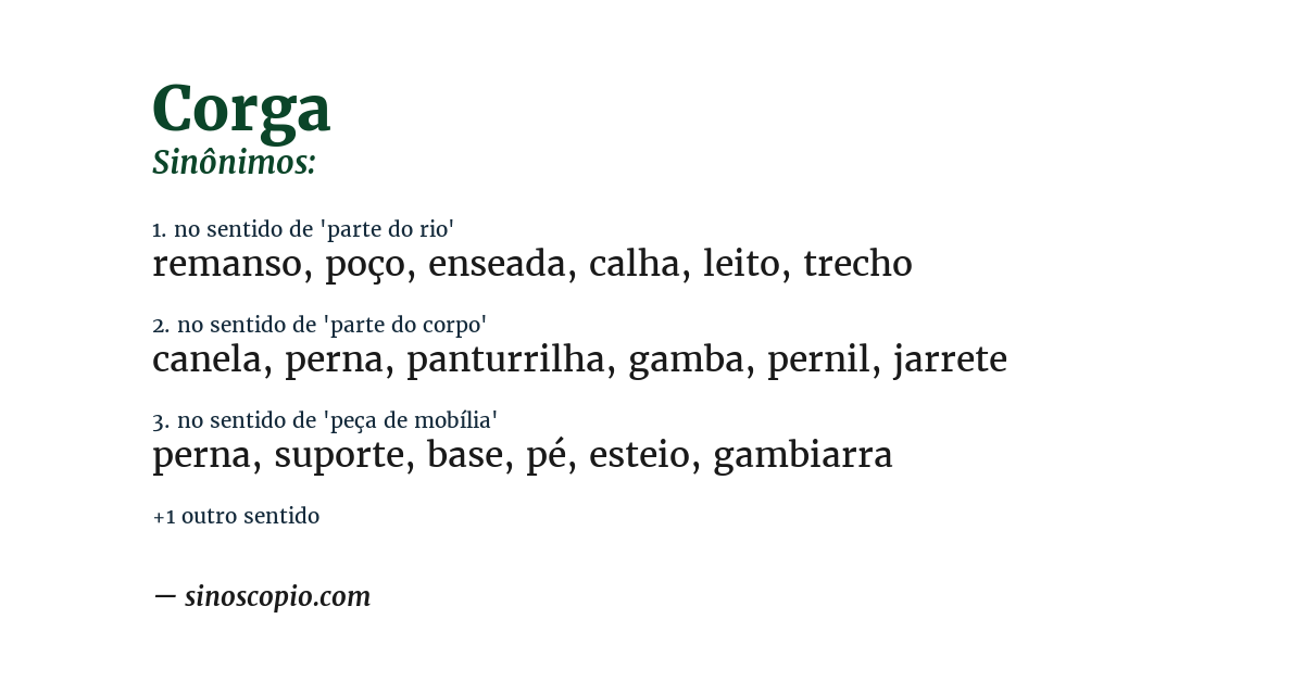 Sinônimo de corga
