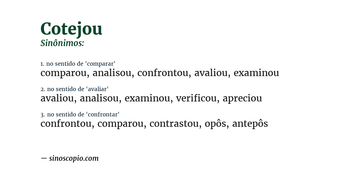 Sinônimo de cotejou